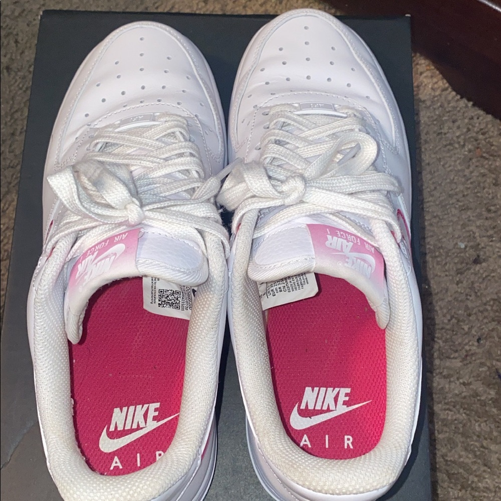 Pink and white air forces wore once, women's 8